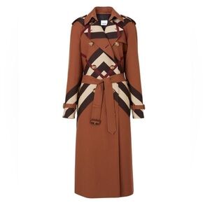 Burberry Chevron Check Waterloo Trench Coat, Brand Size 6 ( US Size 4 )